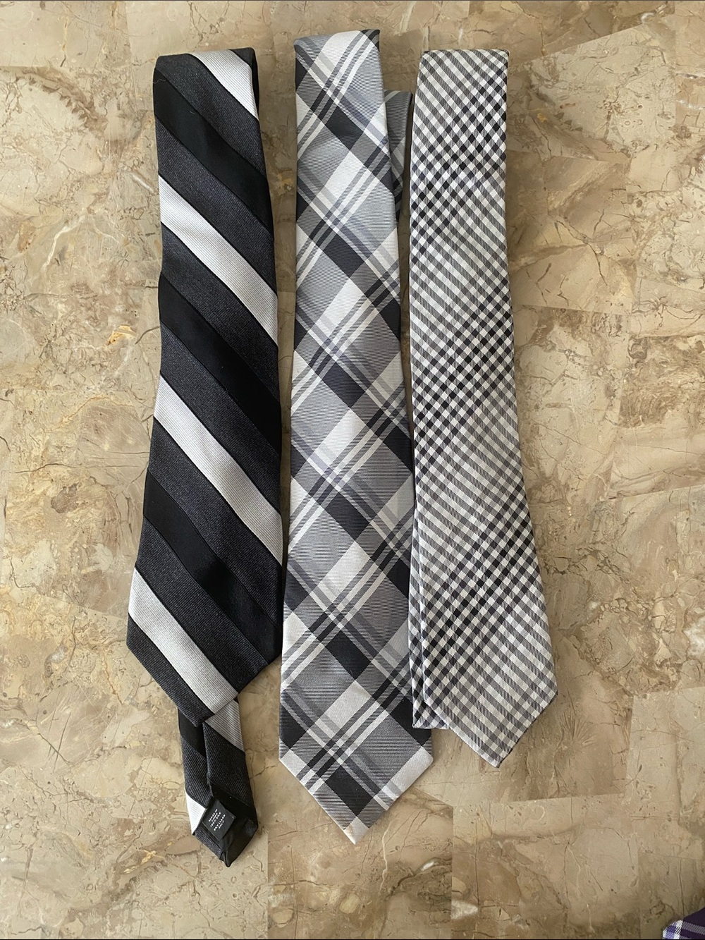 Express Men's Black & Gray Patterned Tie Set - Stripes, Plaid & Gingham
